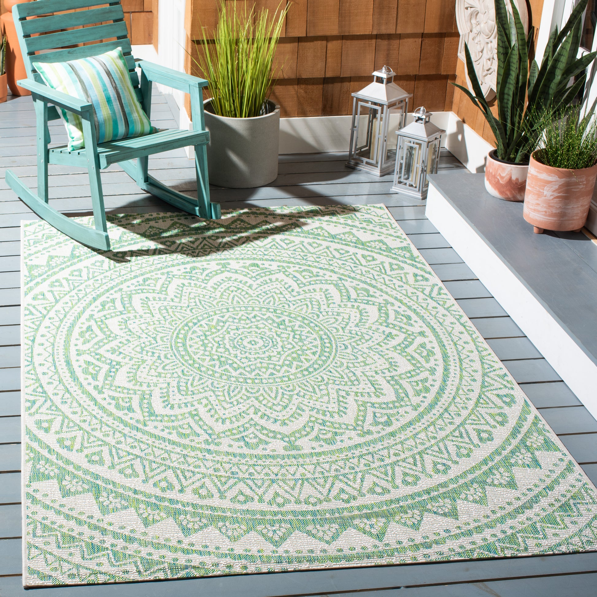 Safavieh Courtyard Cy8734-55712 Ivory/Green Area Rug