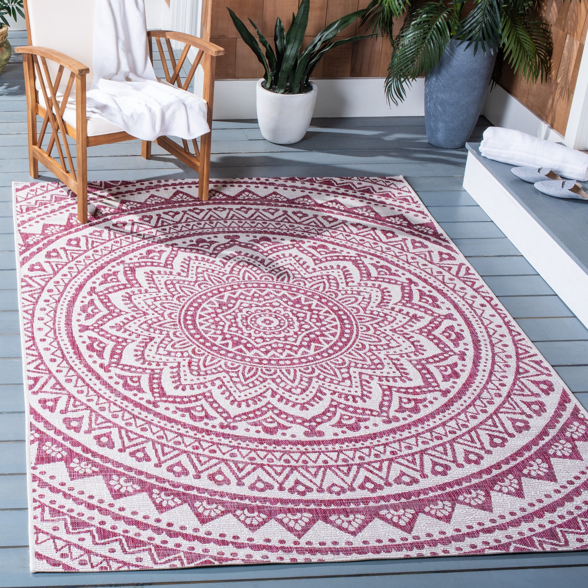 Safavieh Courtyard Cy8734-55912 Ivory/Fuchsia Area Rug