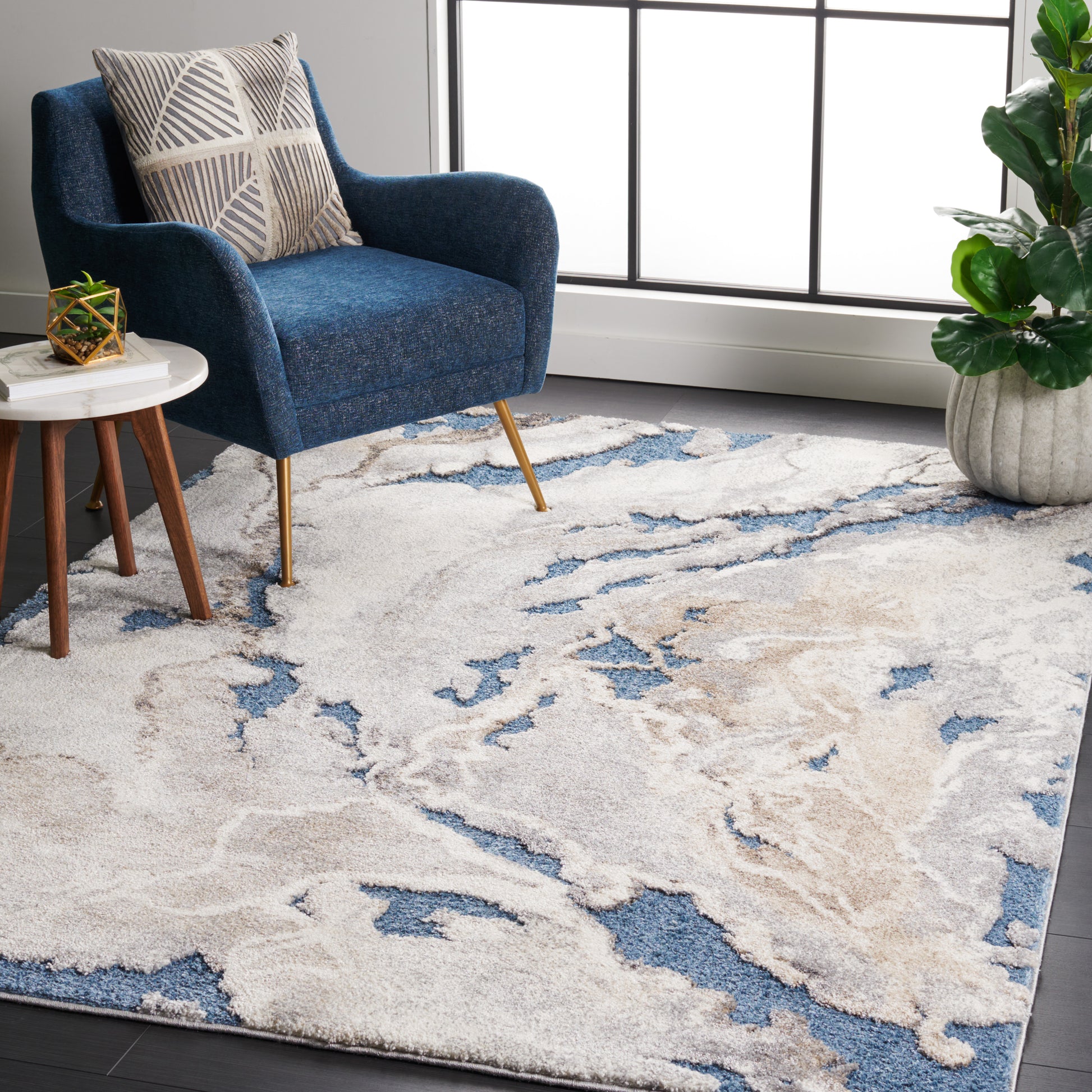 Safavieh Cyrus Shag Cyr121M Blue/Beige Area Rug