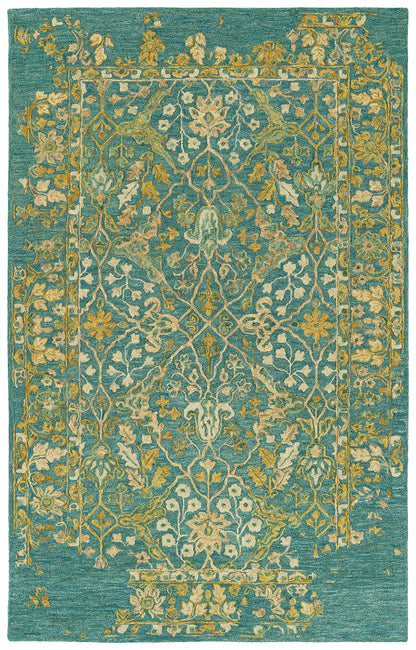 Kaleen Elijah Eli96-78 Turquoise, Emerald, Green, Gold Area Rug