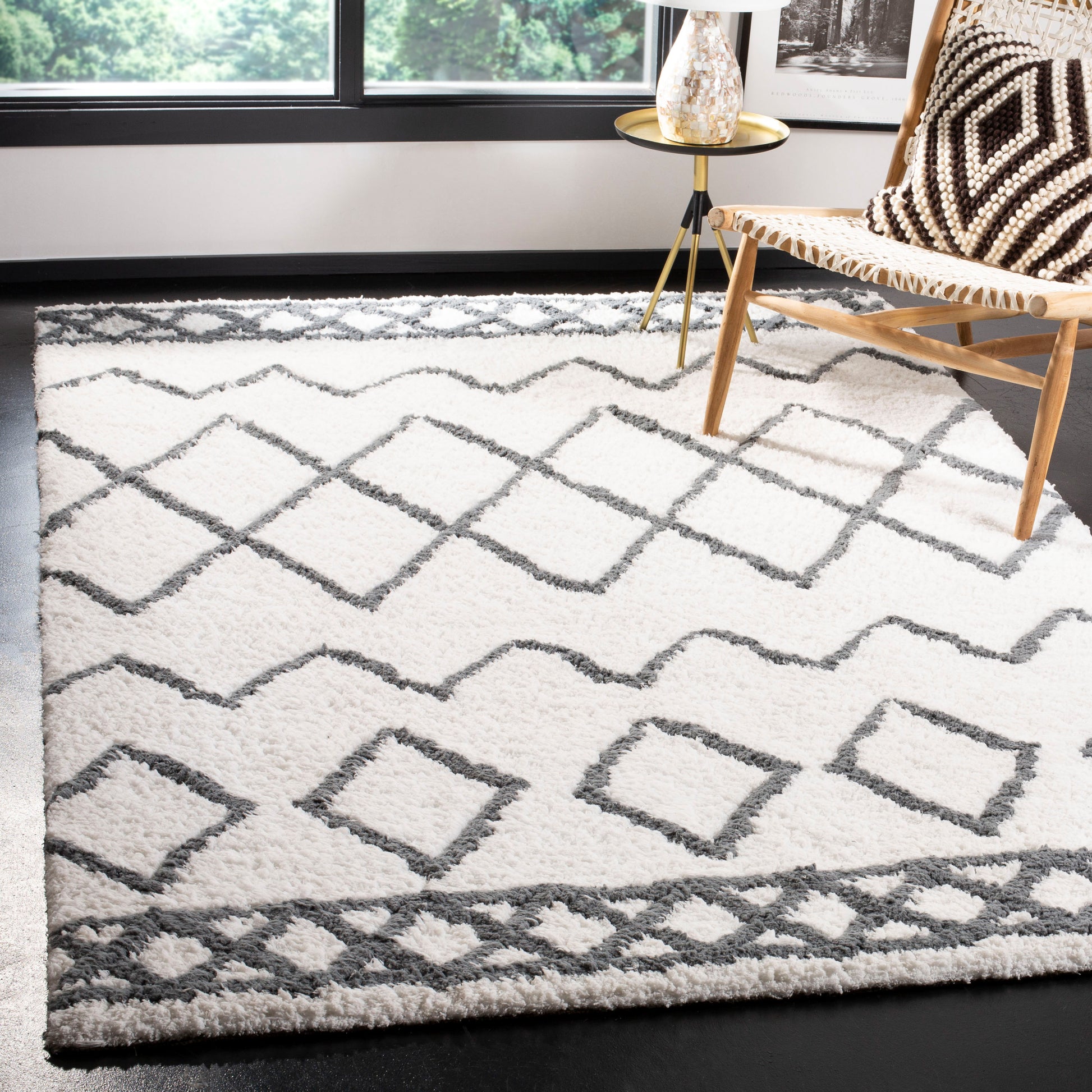 Safavieh Equinox Shag Eqs711A Cream/Grey Area Rug