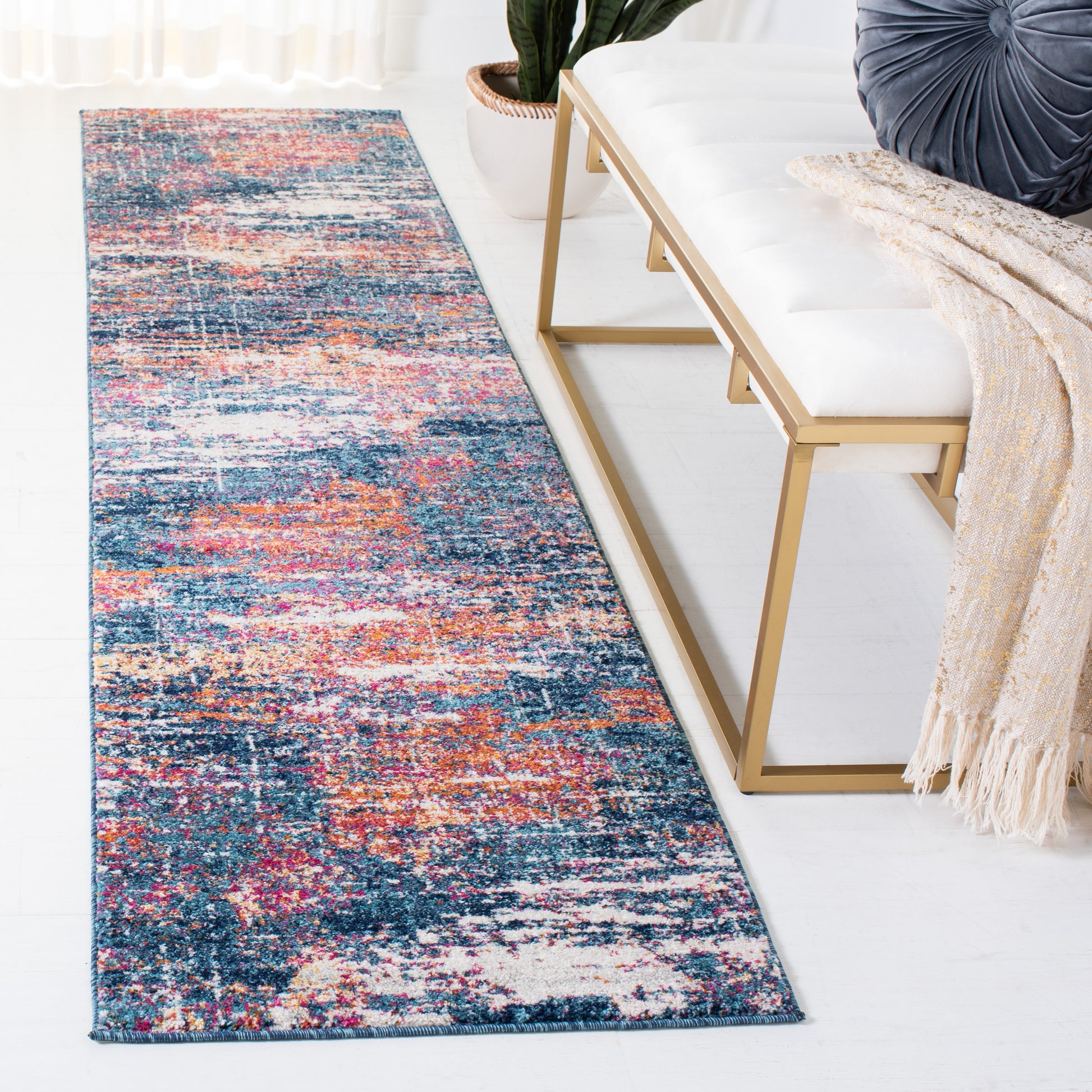 Safavieh Evoke Evk272N Navy/Orange Area Rug