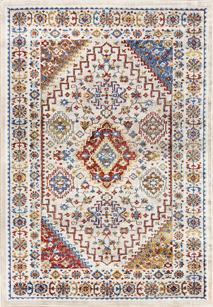 Dynamic Rugs Falcon 6801 Ivory/Grey/Blue/Red/Gold Area Rug