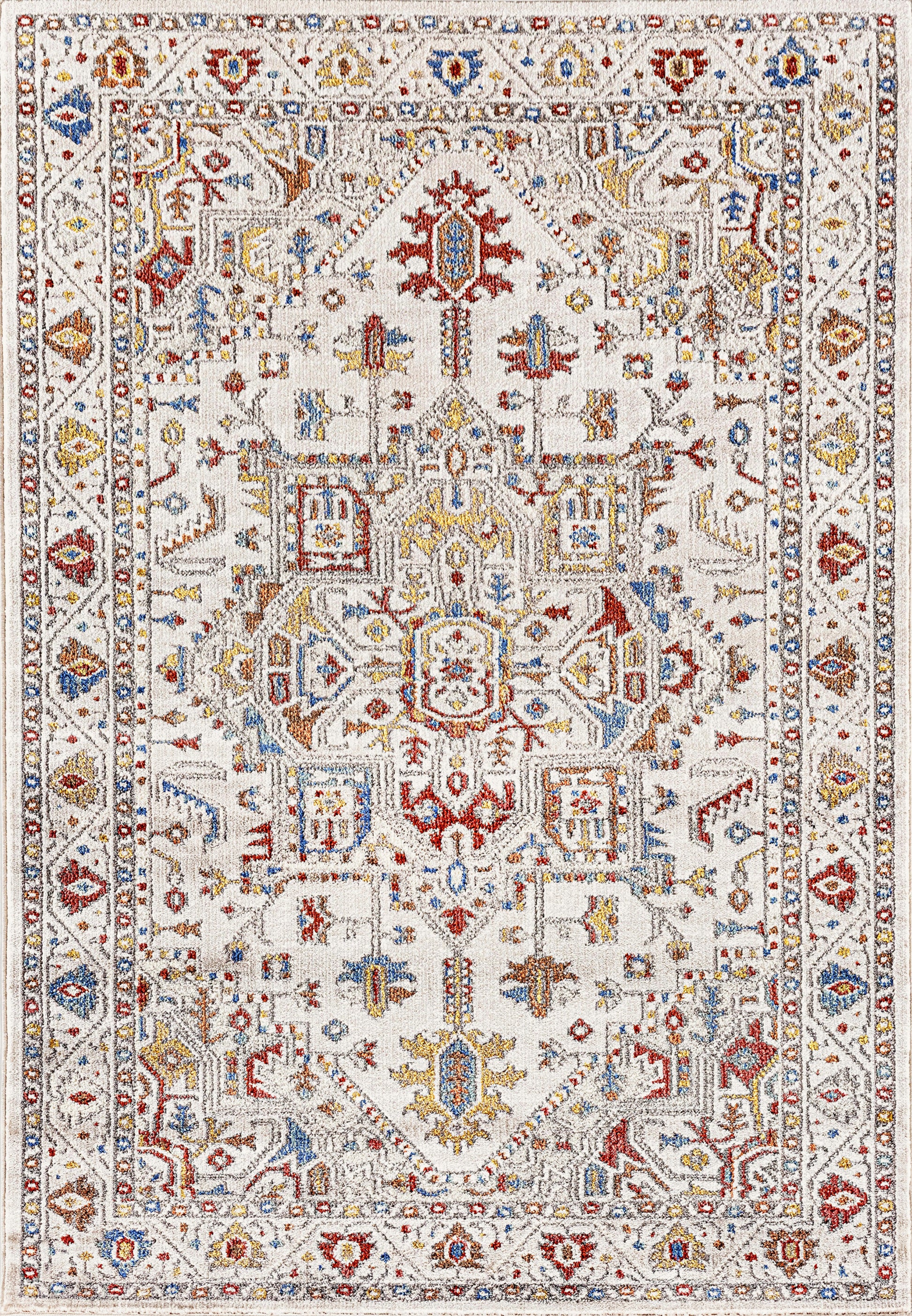 Dynamic Rugs Falcon 6805 Ivory/Grey/Blue/Red/Gold Area Rug