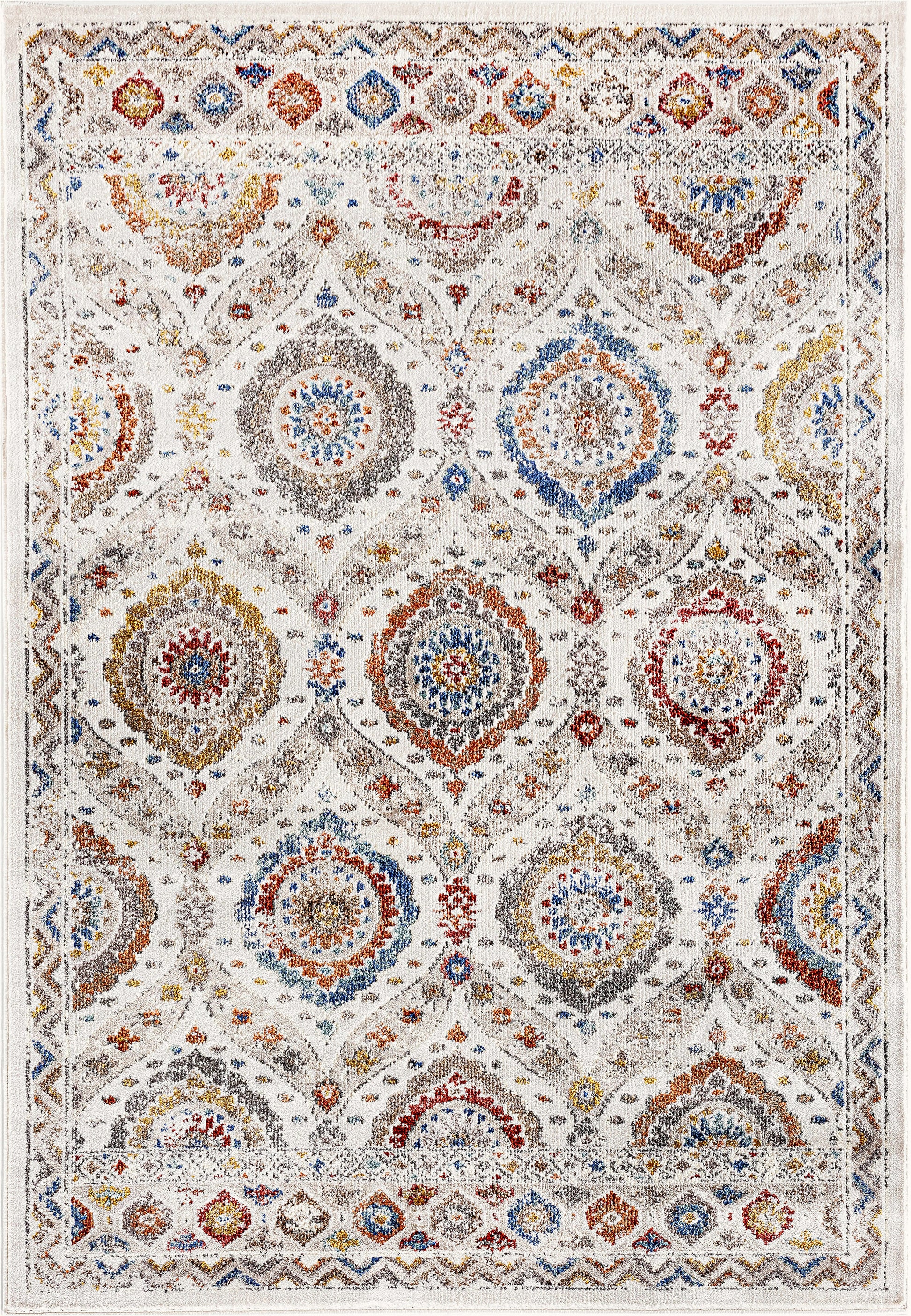 Dynamic Rugs Falcon 6806 Ivory/Grey/Blue/Red/Gold Area Rug