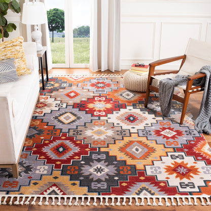 Safavieh Farmhouse Fmh805F Grey/Red Area Rug