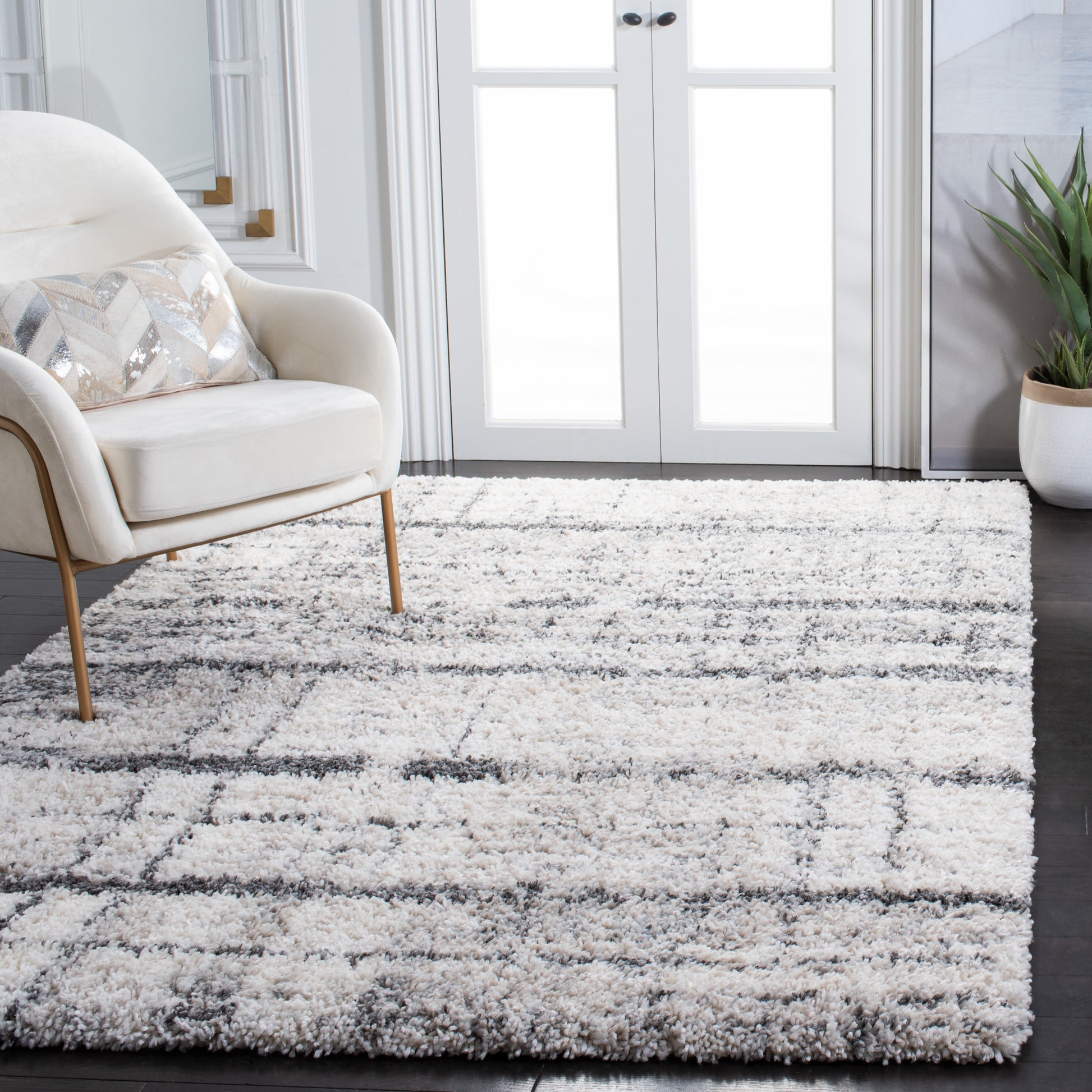 Safavieh Fontana Shag Fnt855A Ivory/Grey Area Rug