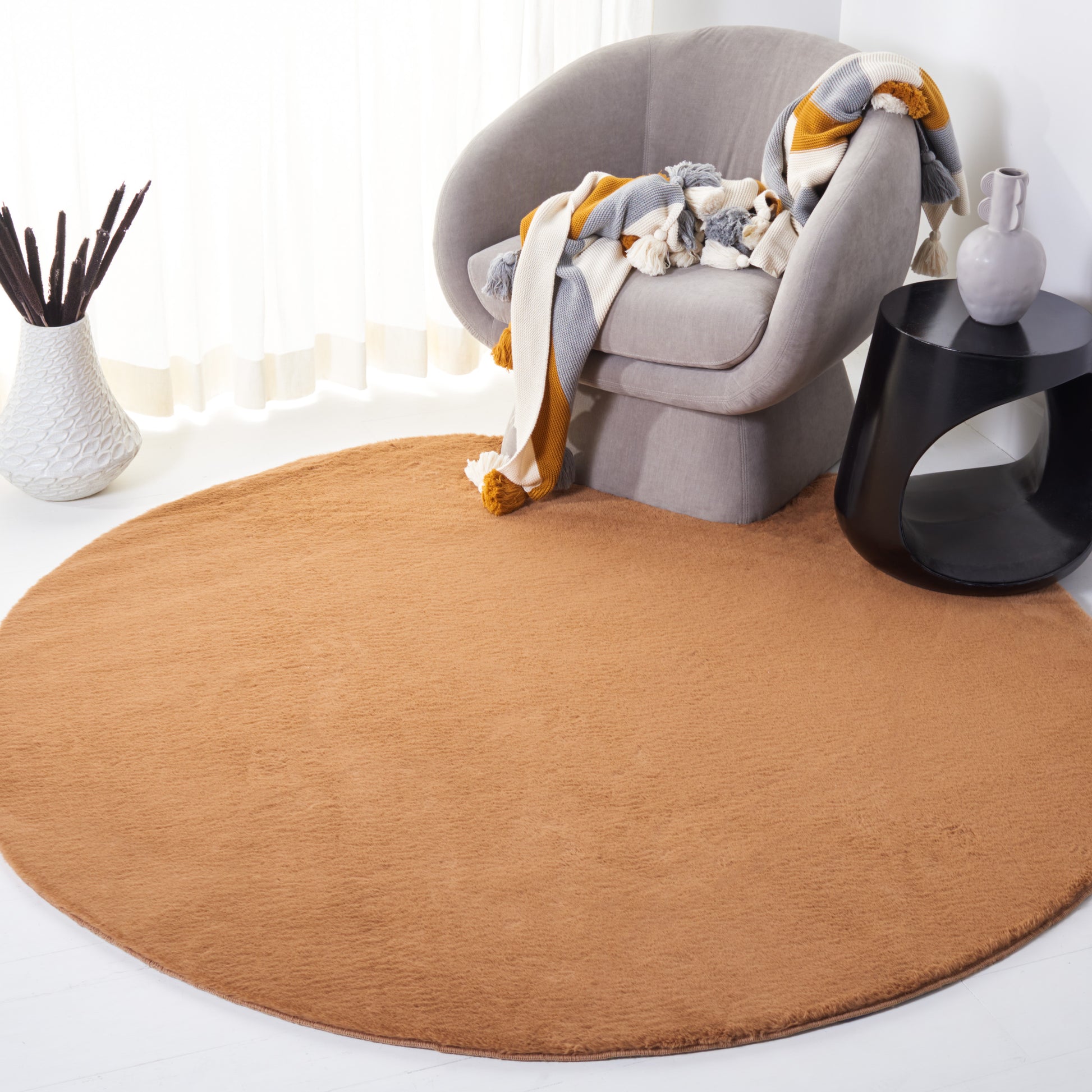 Safavieh Faux Rabbit Fur Frf500T Brown Area Rug