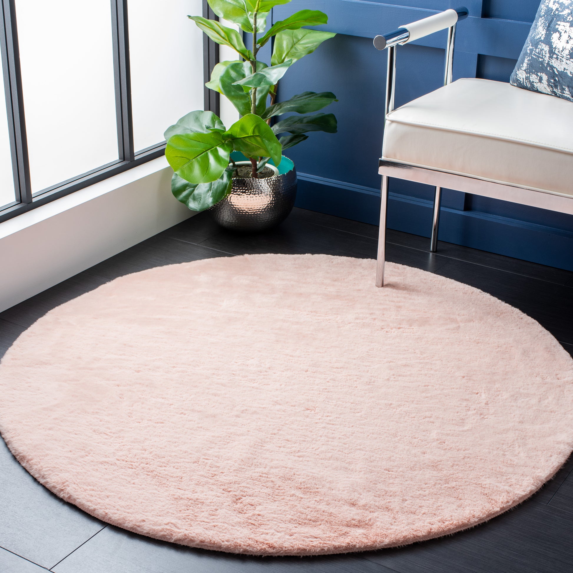 Safavieh Faux Sheep Skin Fss535U Light Pink Area Rug