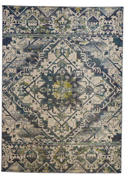 Feizy Foster 3760F Teal/Teal Area Rug