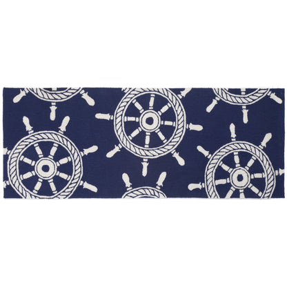 Liora Manne Frontporch Ship Wheel 1456/33 Navy Area Rug