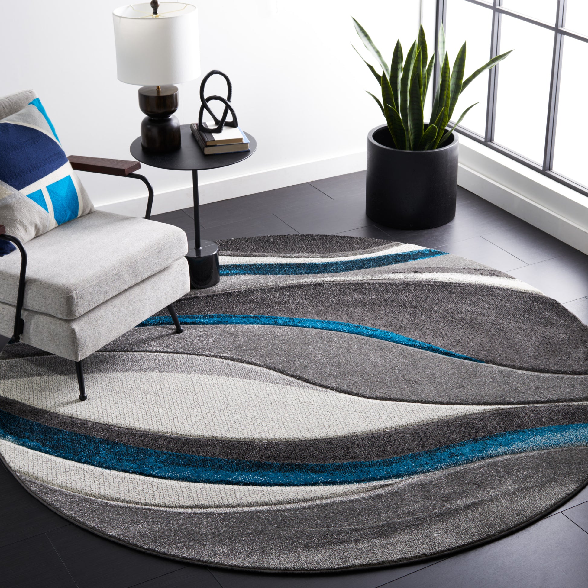 Safavieh Hollywood Hlw766M Grey/Turquoise Area Rug