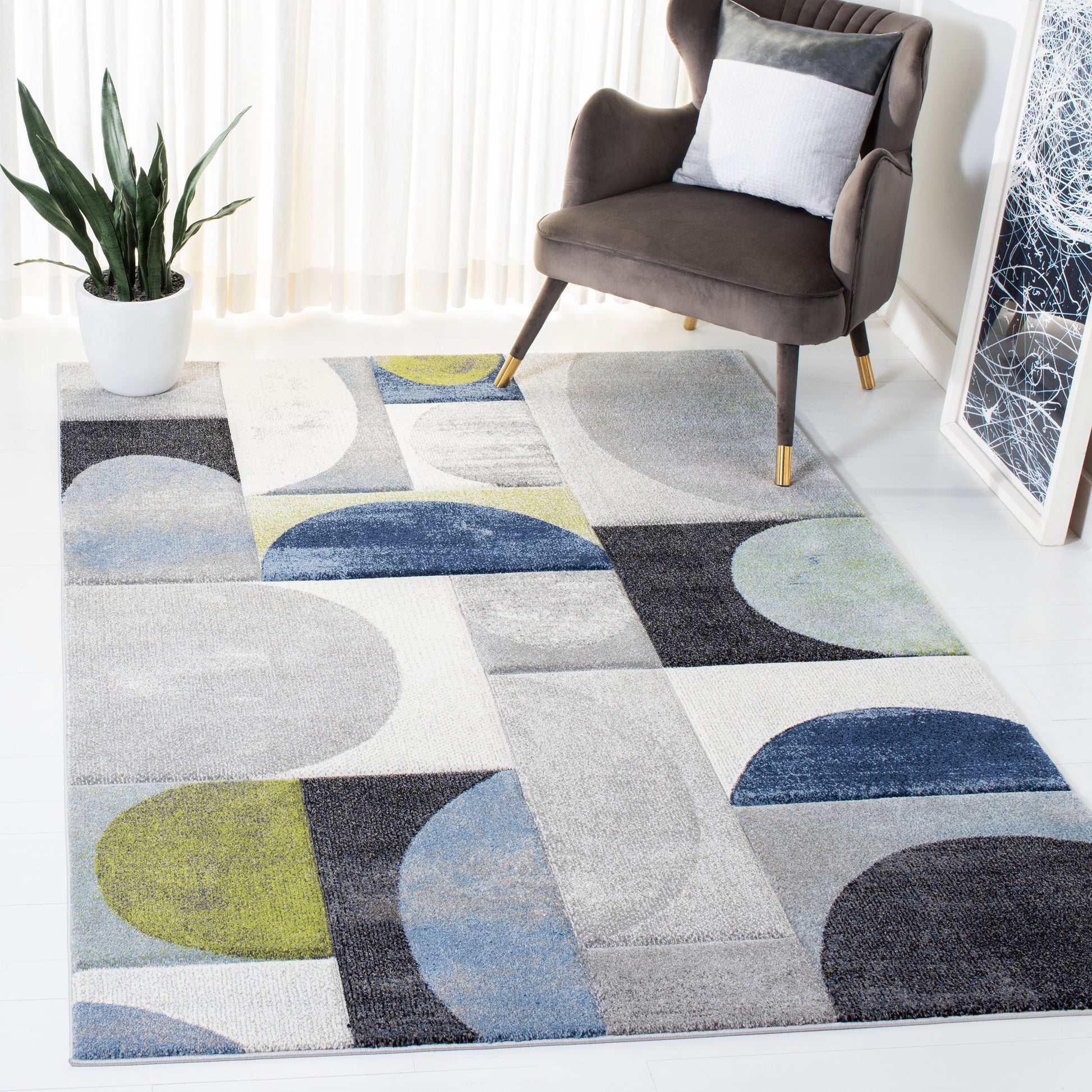 Safavieh Hollywood Hlw798F Grey/Blue Area Rug