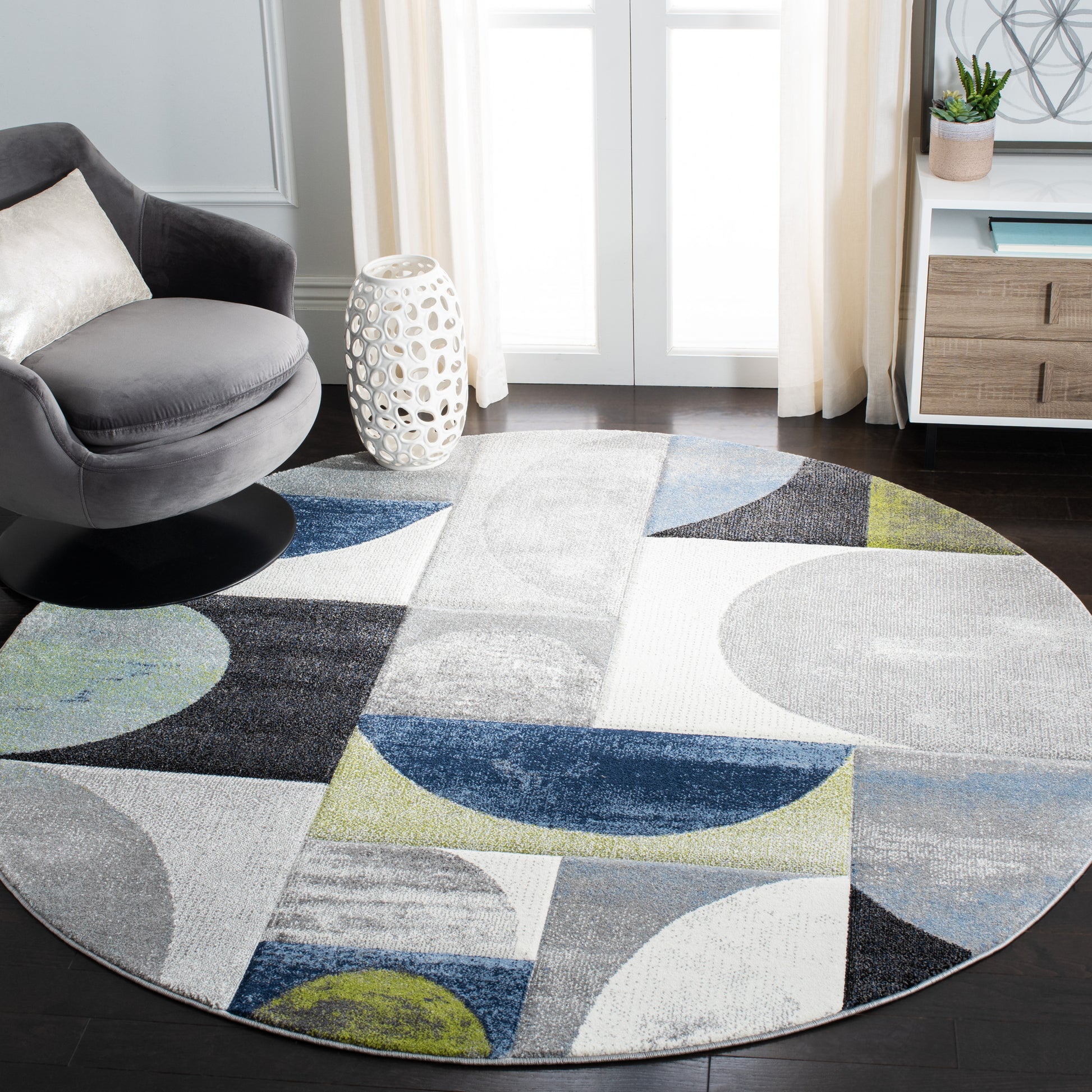 Safavieh Hollywood Hlw798F Grey/Blue Area Rug