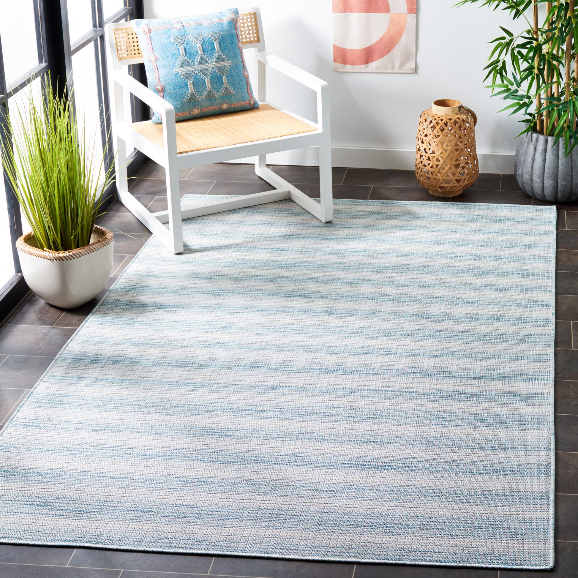 Safavieh Hampton Htn231J Aqua Ivory/Multi Area Rug