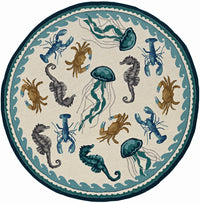 KAS Harbor 4204 Beach Life Ivory/Teal Area Rug