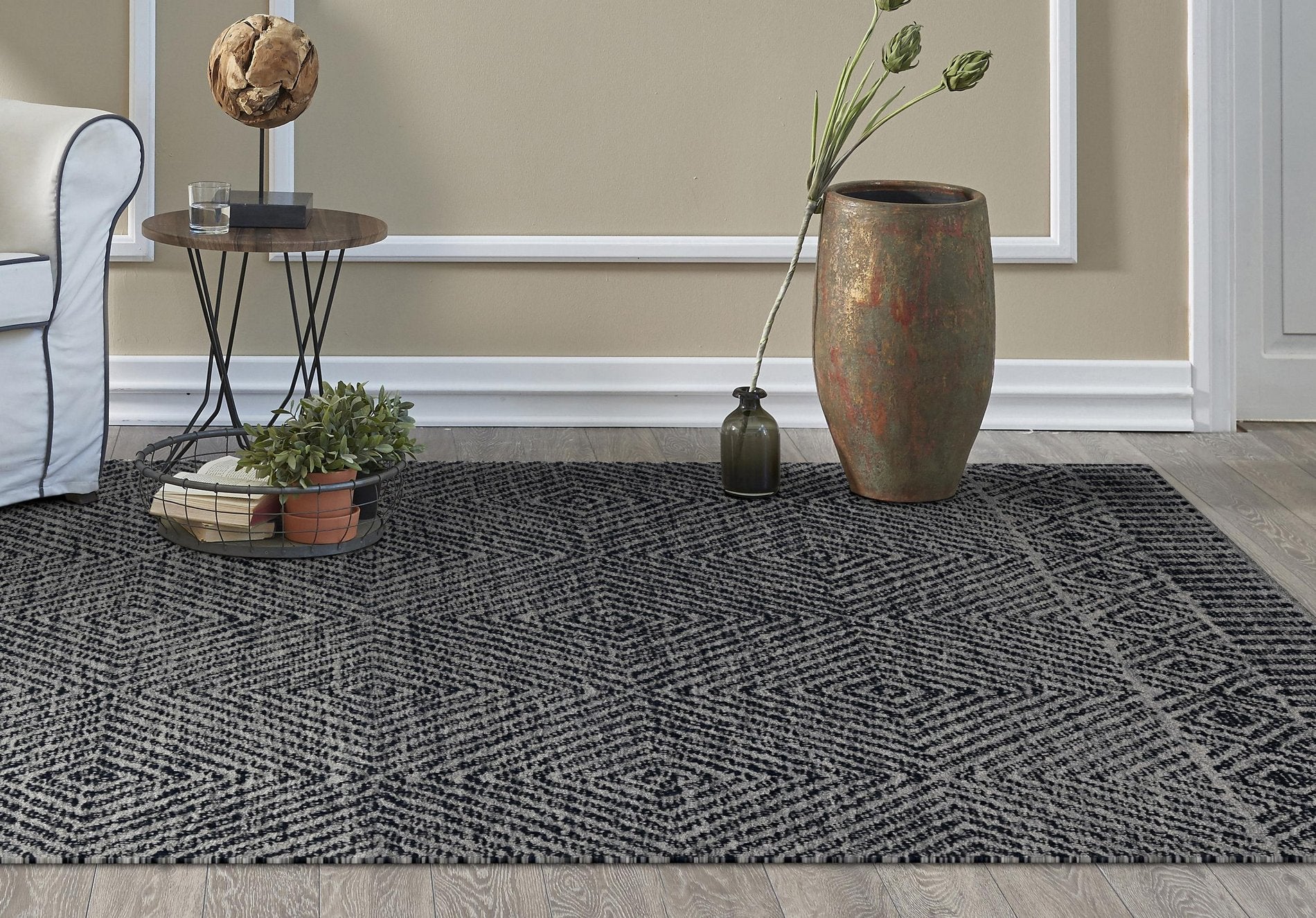 KAS Hudson 2463 Retreat Grey/Black Area Rug