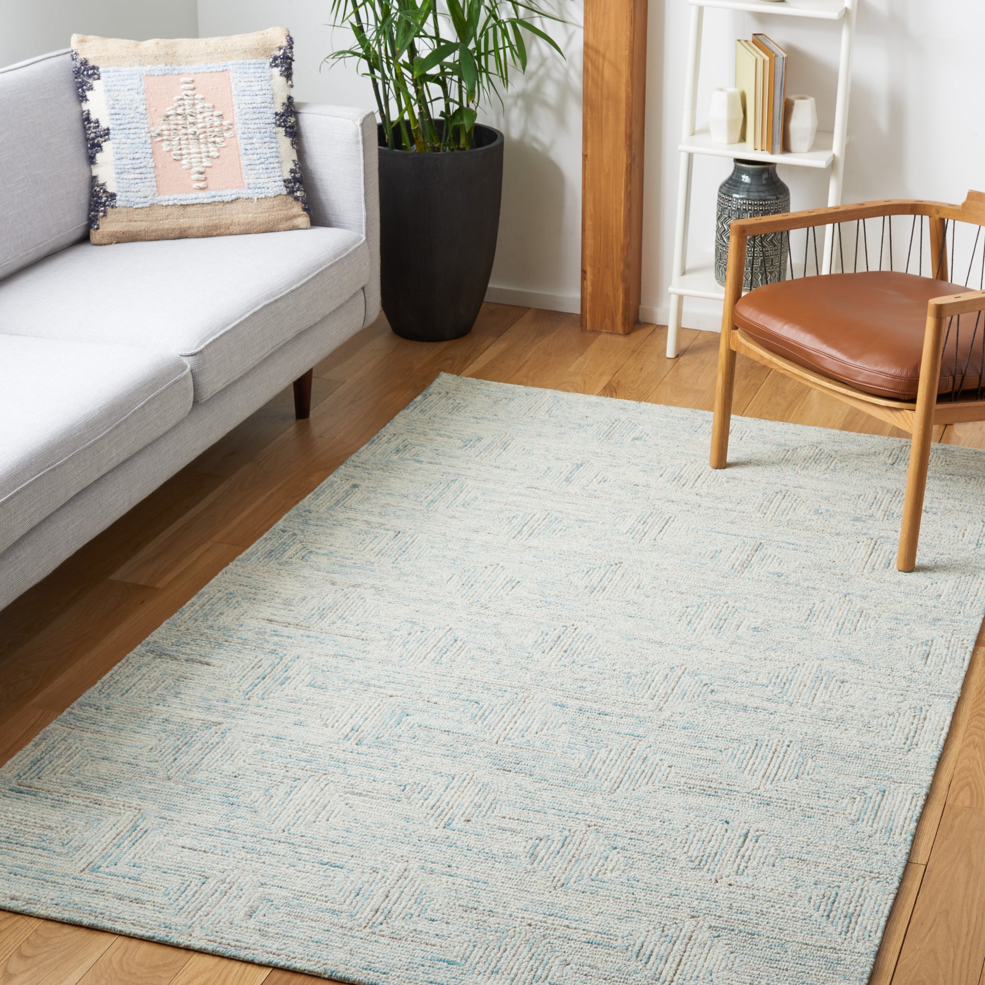 Safavieh Ikat Ikt101K Teal/Grey Area Rug