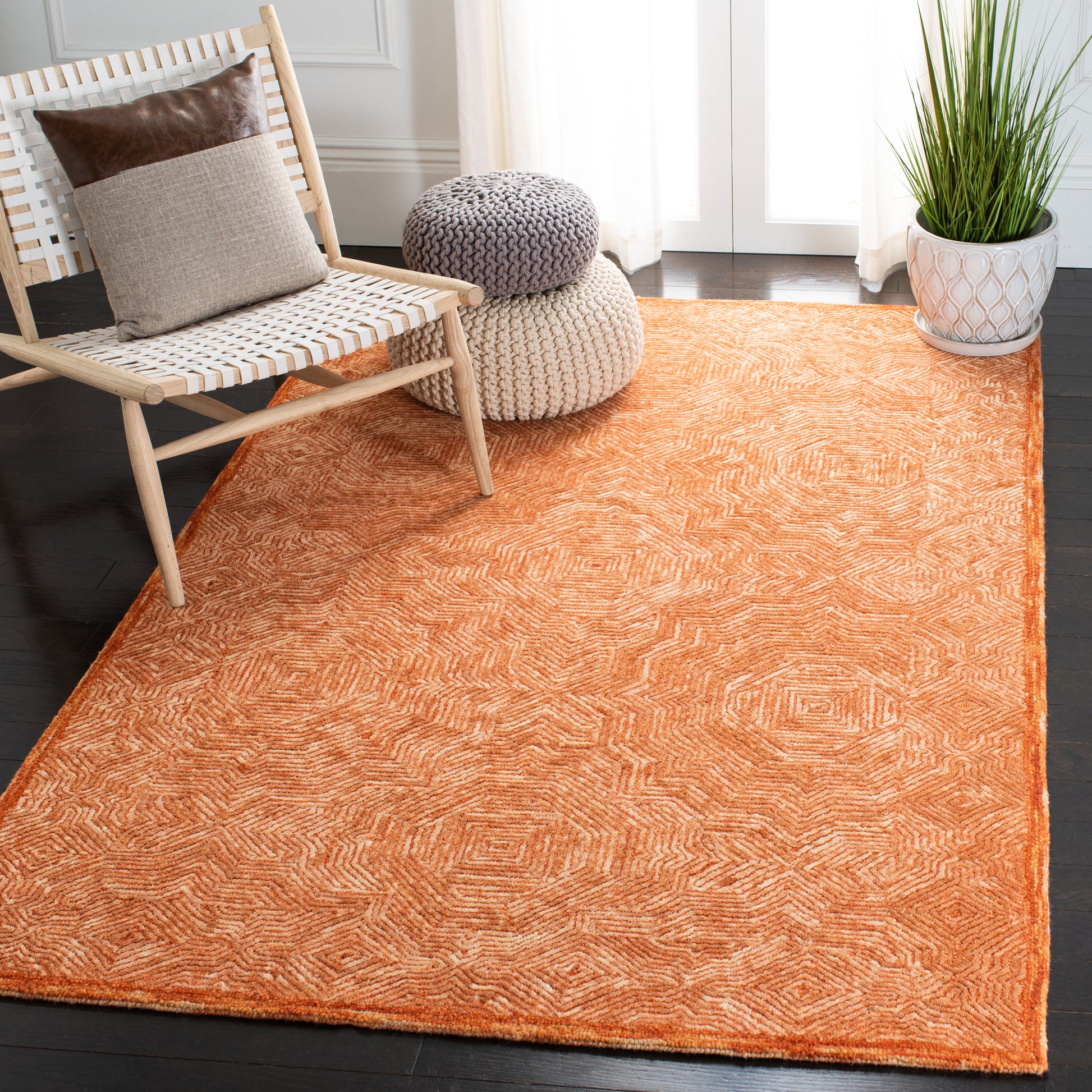 Safavieh Ikat Ikt506P Rust Area Rug