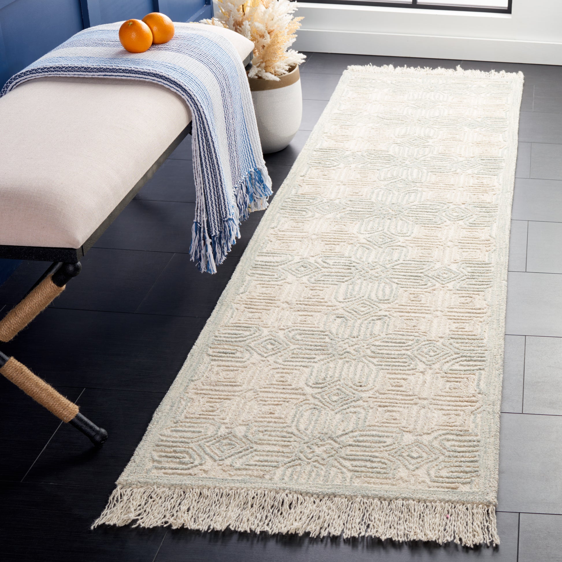 Safavieh Ikat Ikt805B Ivory/Light Blue Area Rug