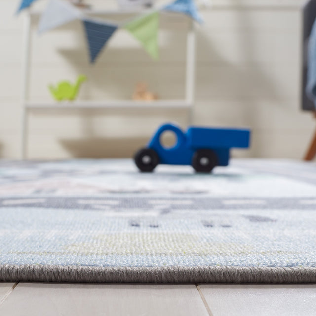 Safavieh Machine Washable Kids Playhouse Kph232M Blue/Dark Grey Rug.