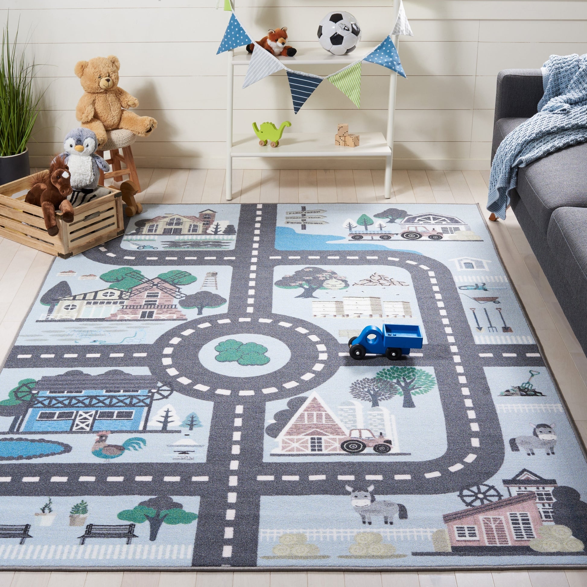 Safavieh Kids Playhouse Kph232M Blue/Dark Grey Area Rug