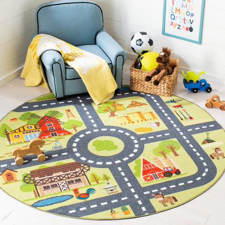 Safavieh Machine Washable Kids Playhouse Kph232Y Light Green/Dark Grey Rug.