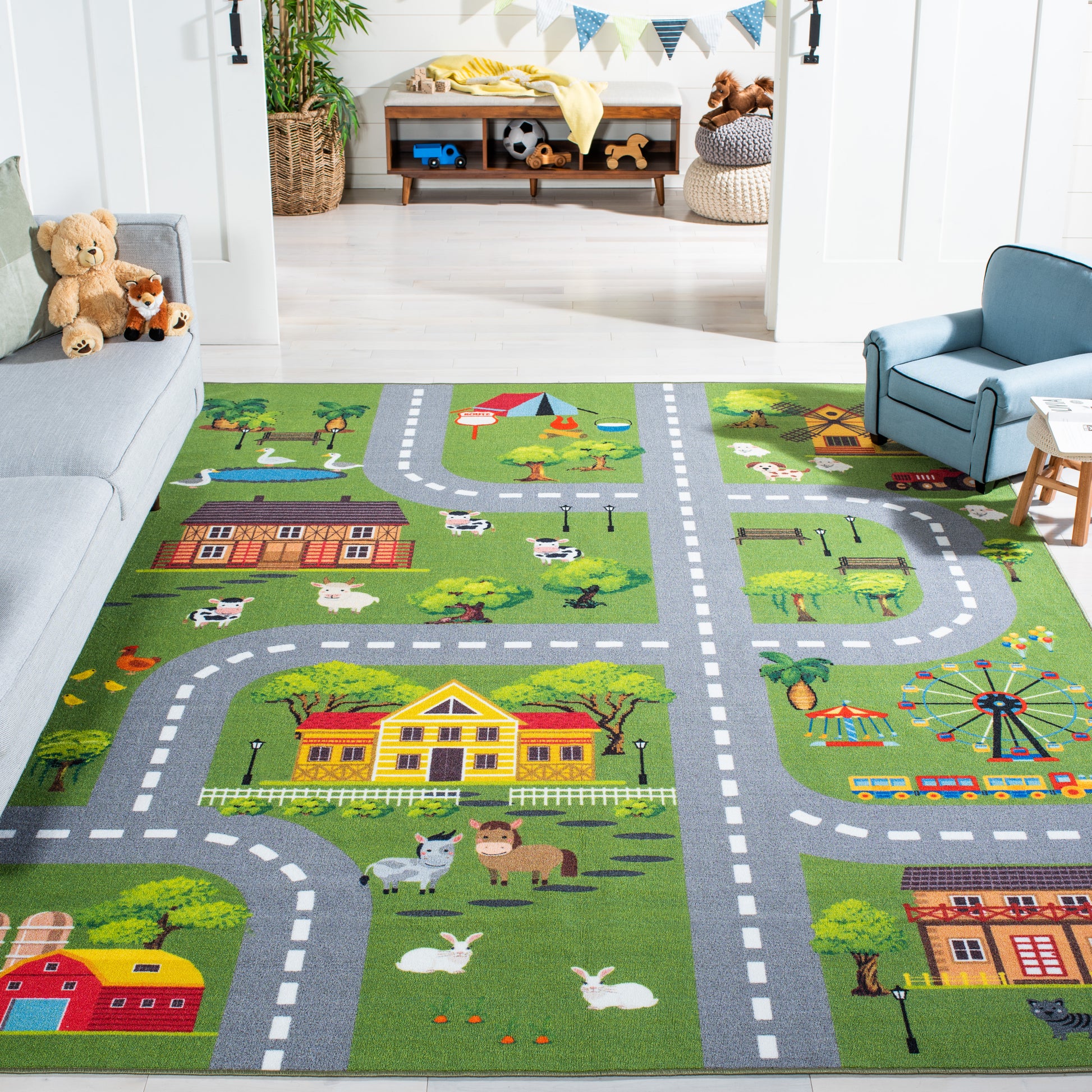 Safavieh Kids Playhouse Kph235Y Dark Green/Light Grey Area Rug