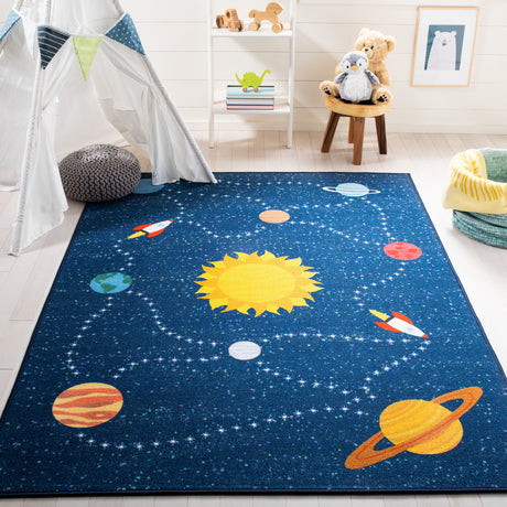 Safavieh Machine Washable Kids Playhouse Kph253N Navy/Gold Rug.