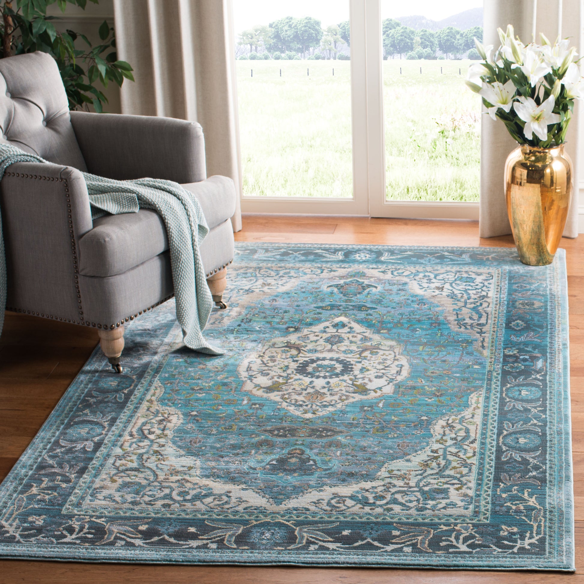 Safavieh Luxor Lux342K Turquoise/Beige Area Rug