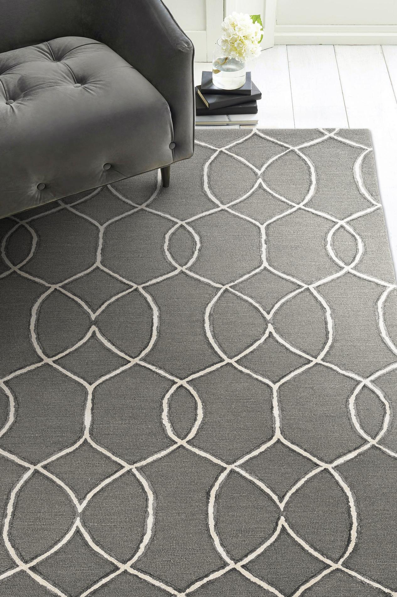 KAS Libby Langdon Upton 4303 Groovy Gate Charcoal Area Rug