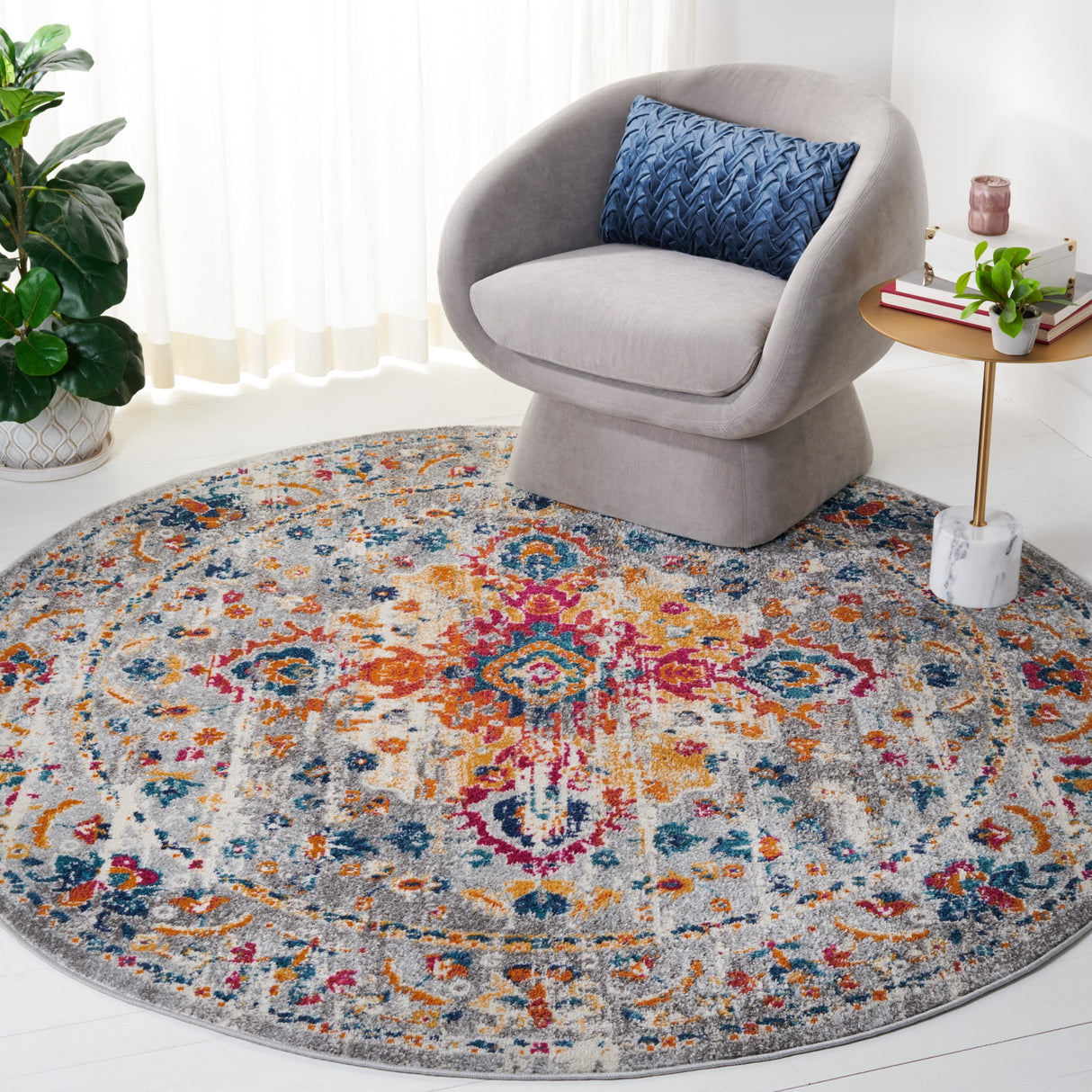 Safavieh Madison Mad154F Grey/Fuchsia Rug.