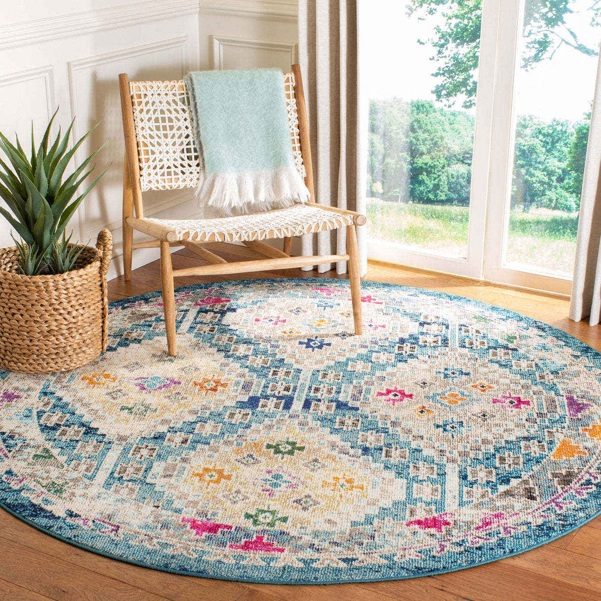 Safavieh Madison Mad418N Dark Blue/Yellow Rug.