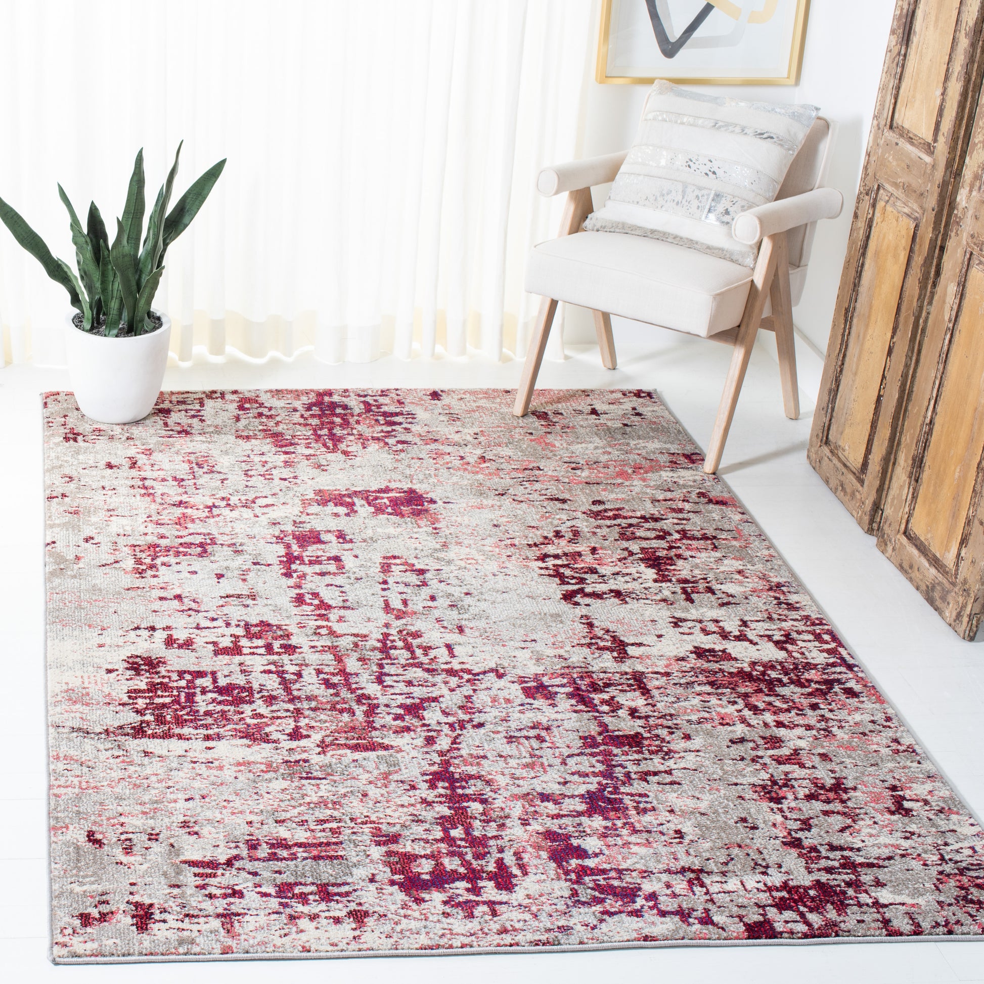 Safavieh Madison Mad471C Beige/Wine Area Rug