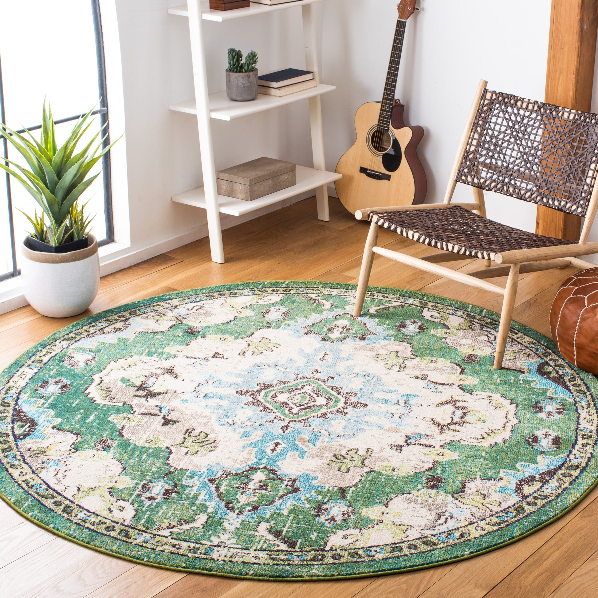 Safavieh Madison Mad484Y Green/Light Blue Area Rug