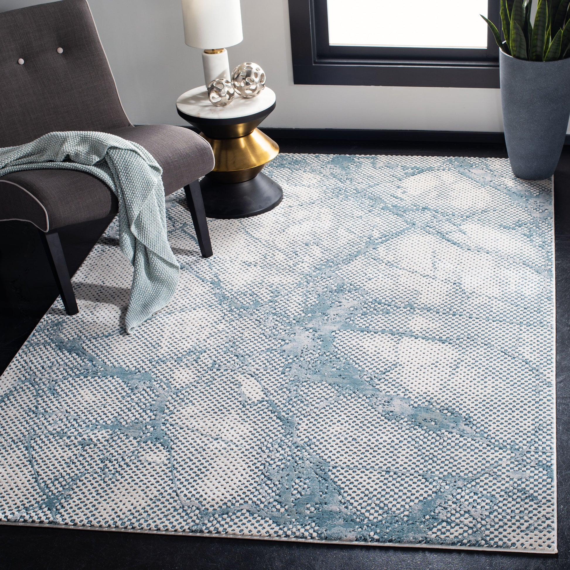 Safavieh Meadow Mdw180K Turquoise/Ivory Area Rug