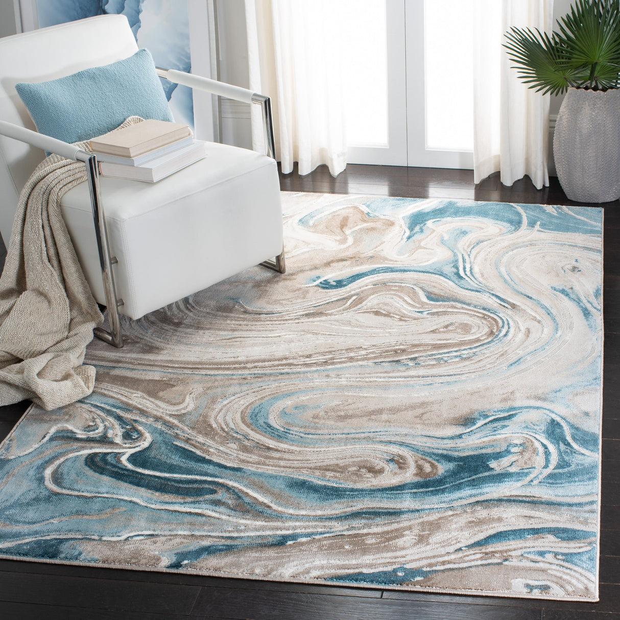 Safavieh Meadow Mdw553B Beige/Blue Rug.
