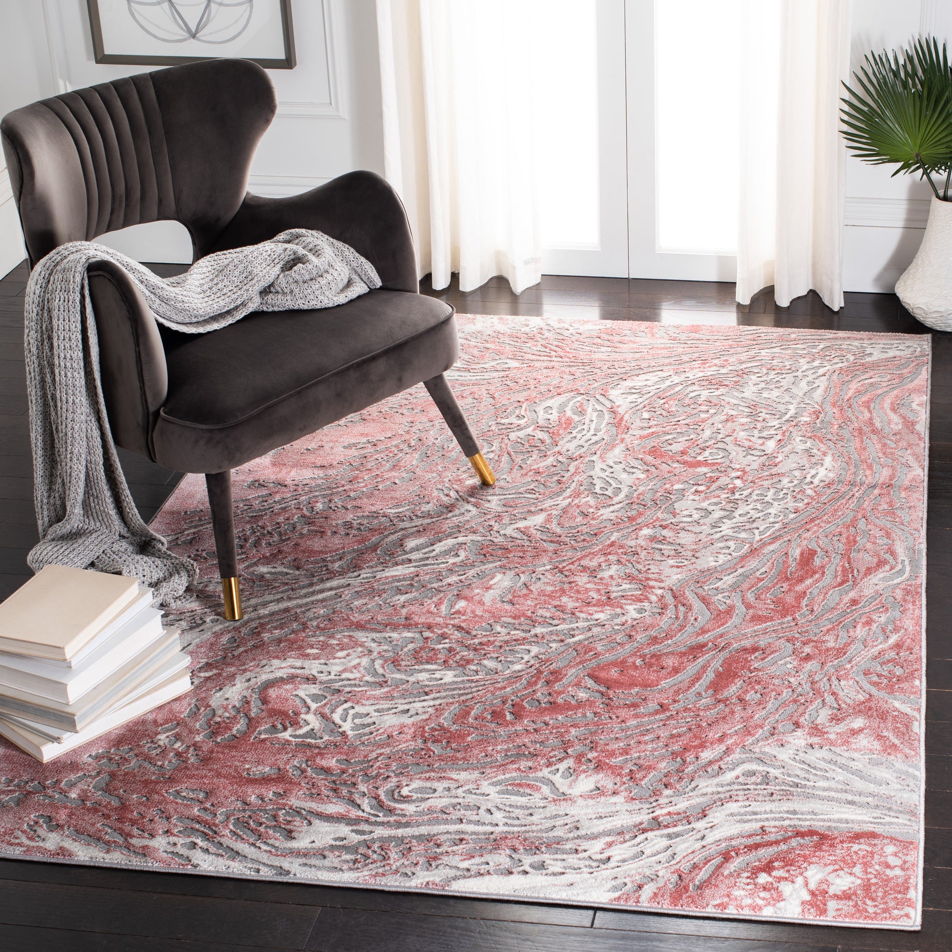 Safavieh Meadow Mdw568G Light Grey/Pink Area Rug