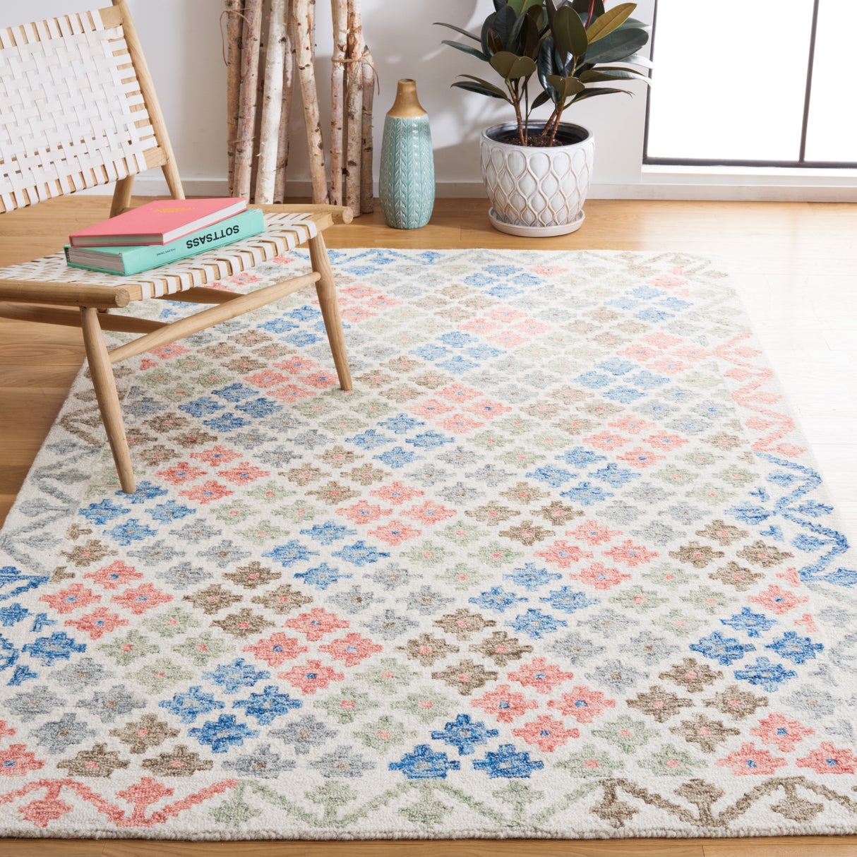 Safavieh Metro Met355M Ivory/Blue Rug.
