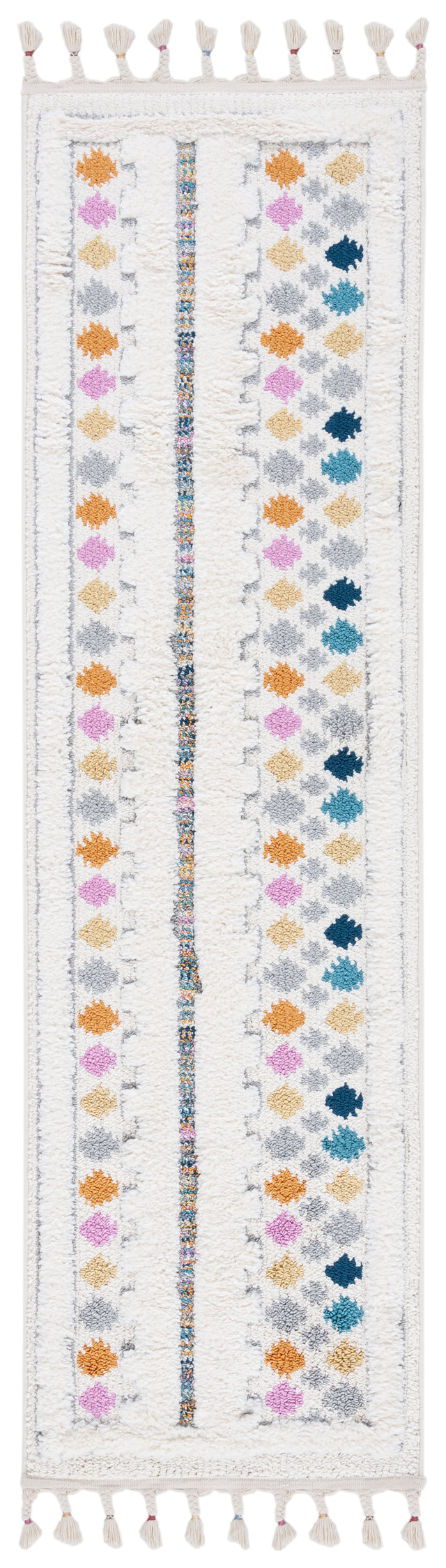 Safavieh Moroccan Fringe Shag Mfg102A Ivory/Grey Area Rug