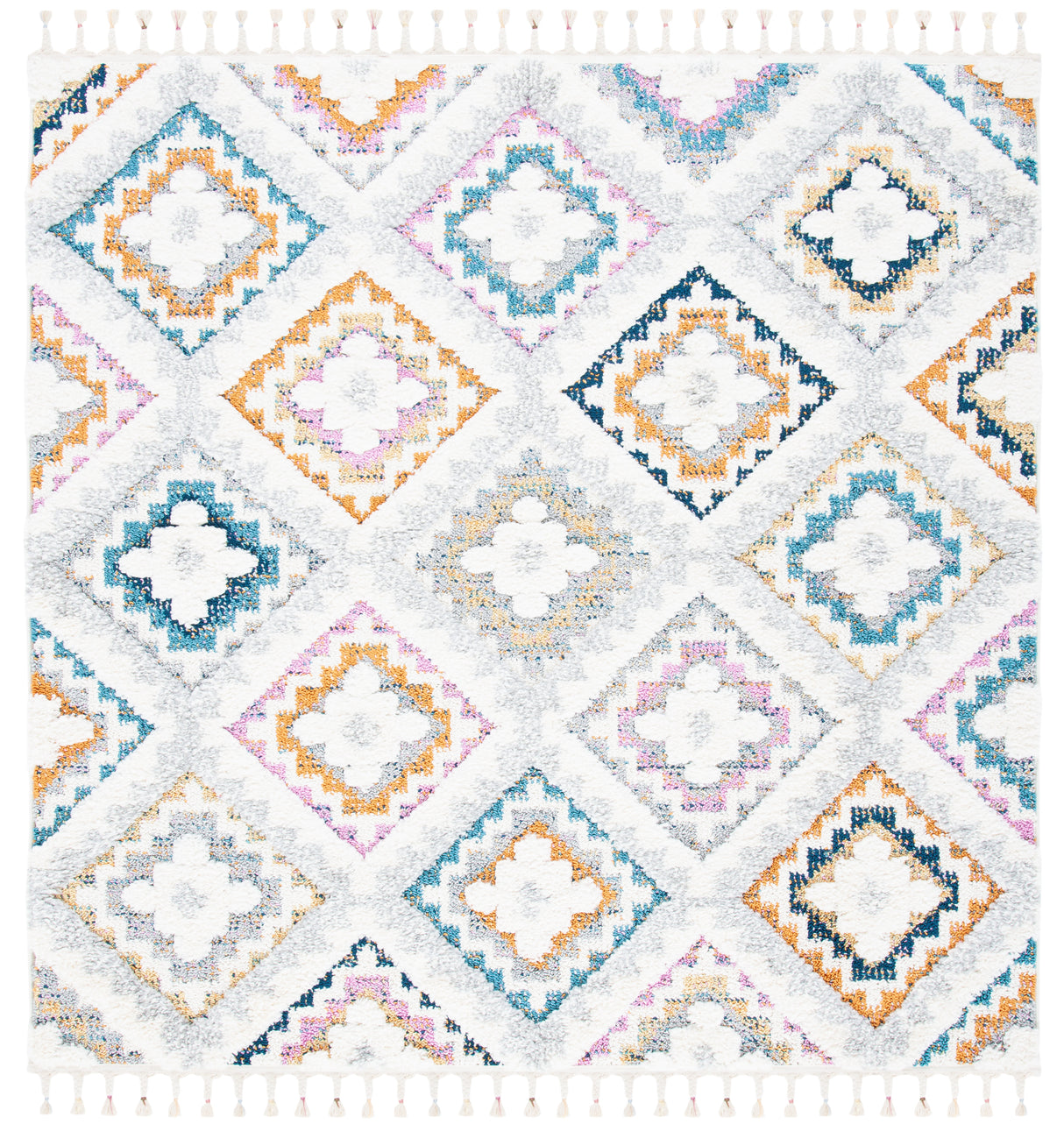 Safavieh Moroccan Fringe Shag Mfg106F Grey/Ivory Rugs.