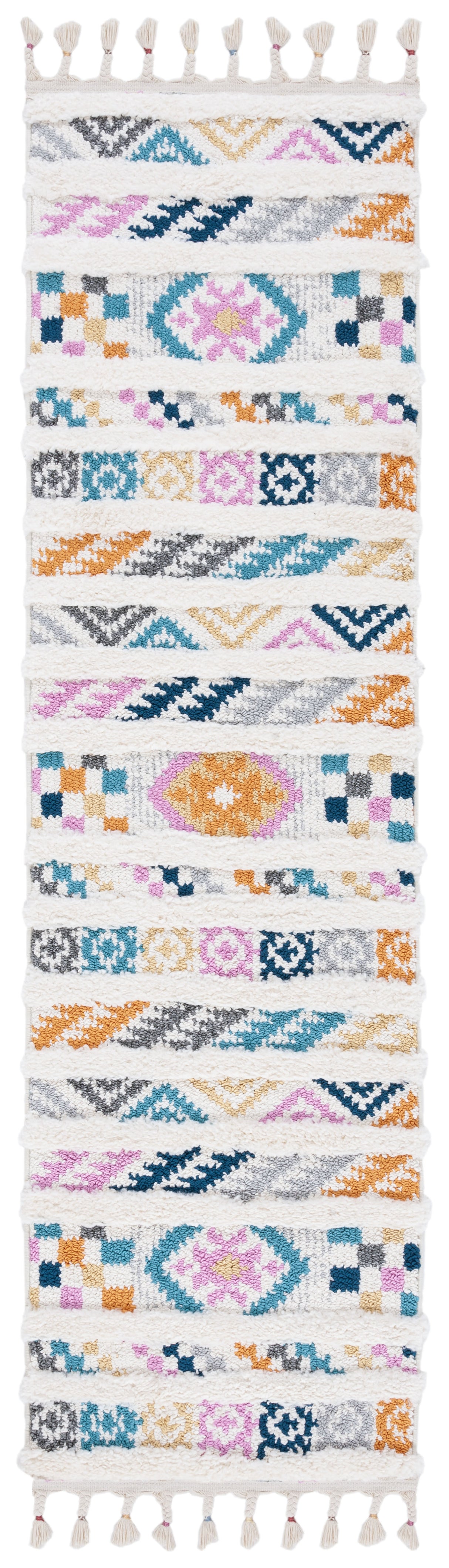 Safavieh Moroccan Fringe Shag Mfg110A Ivory/Blue Rugs.