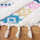 Safavieh Moroccan Fringe Shag Mfg110A Ivory/Blue Rugs.