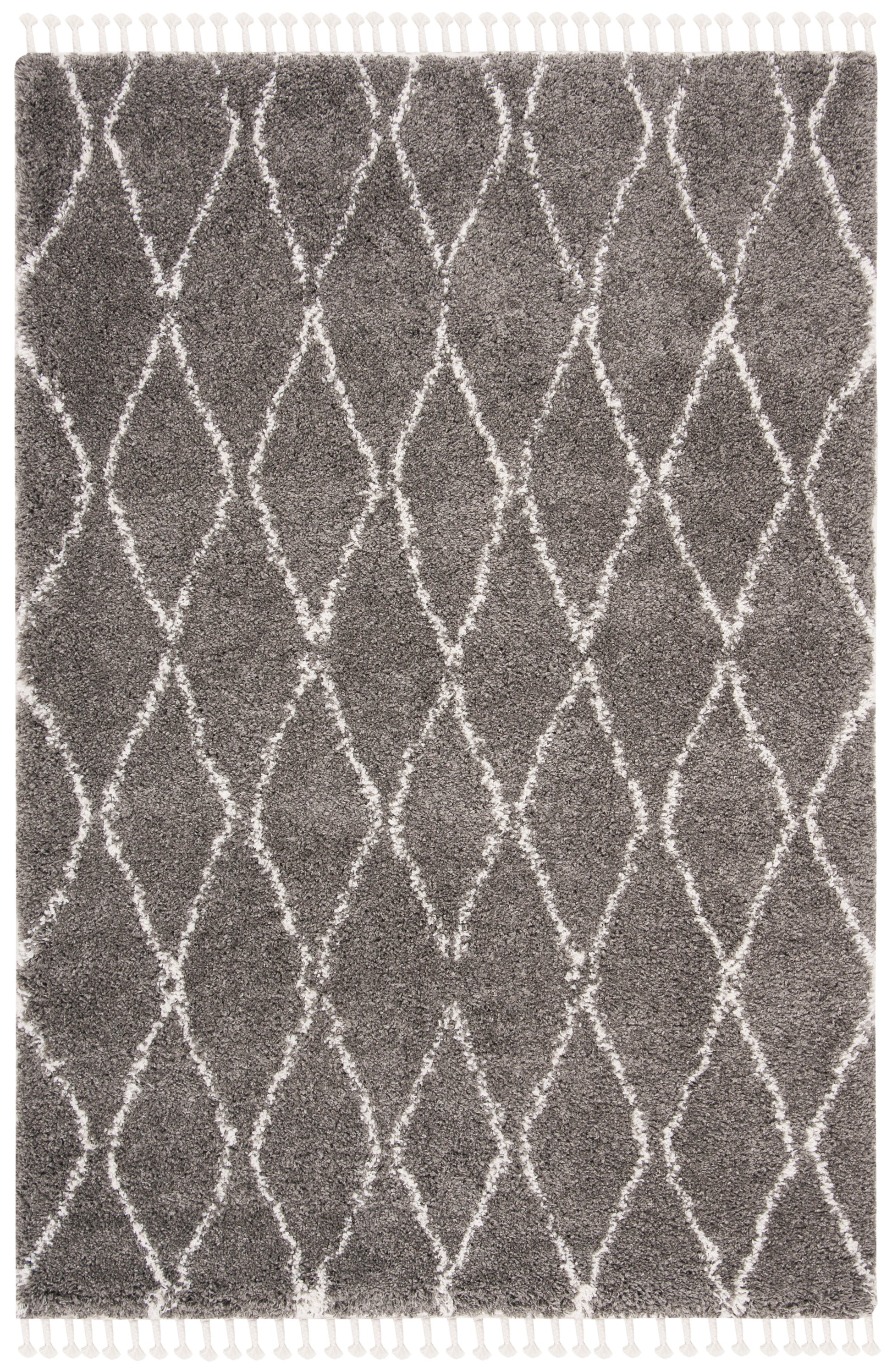 Safavieh Moroccan Fringe Shag Mfg328F Grey/Ivory Area Rug