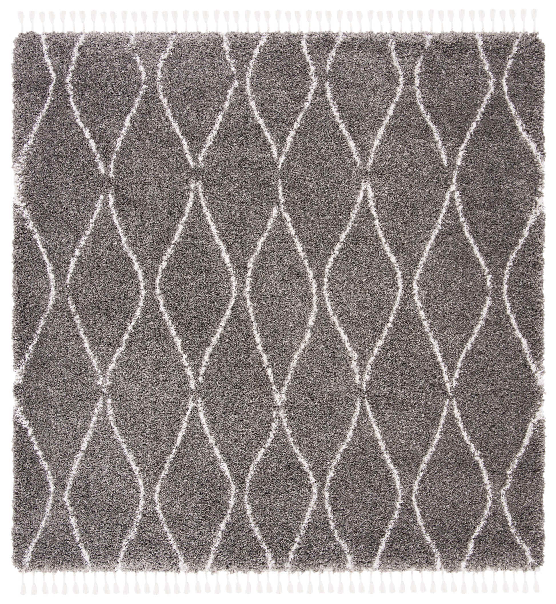 Safavieh Moroccan Fringe Shag Mfg328F Grey/Ivory Area Rug