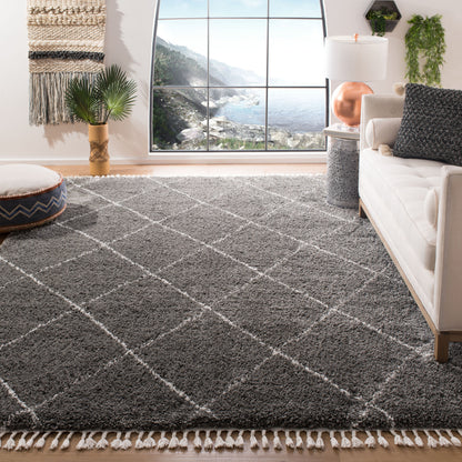 Safavieh Moroccan Fringe Shag Mfg332F Grey/Ivory Area Rug