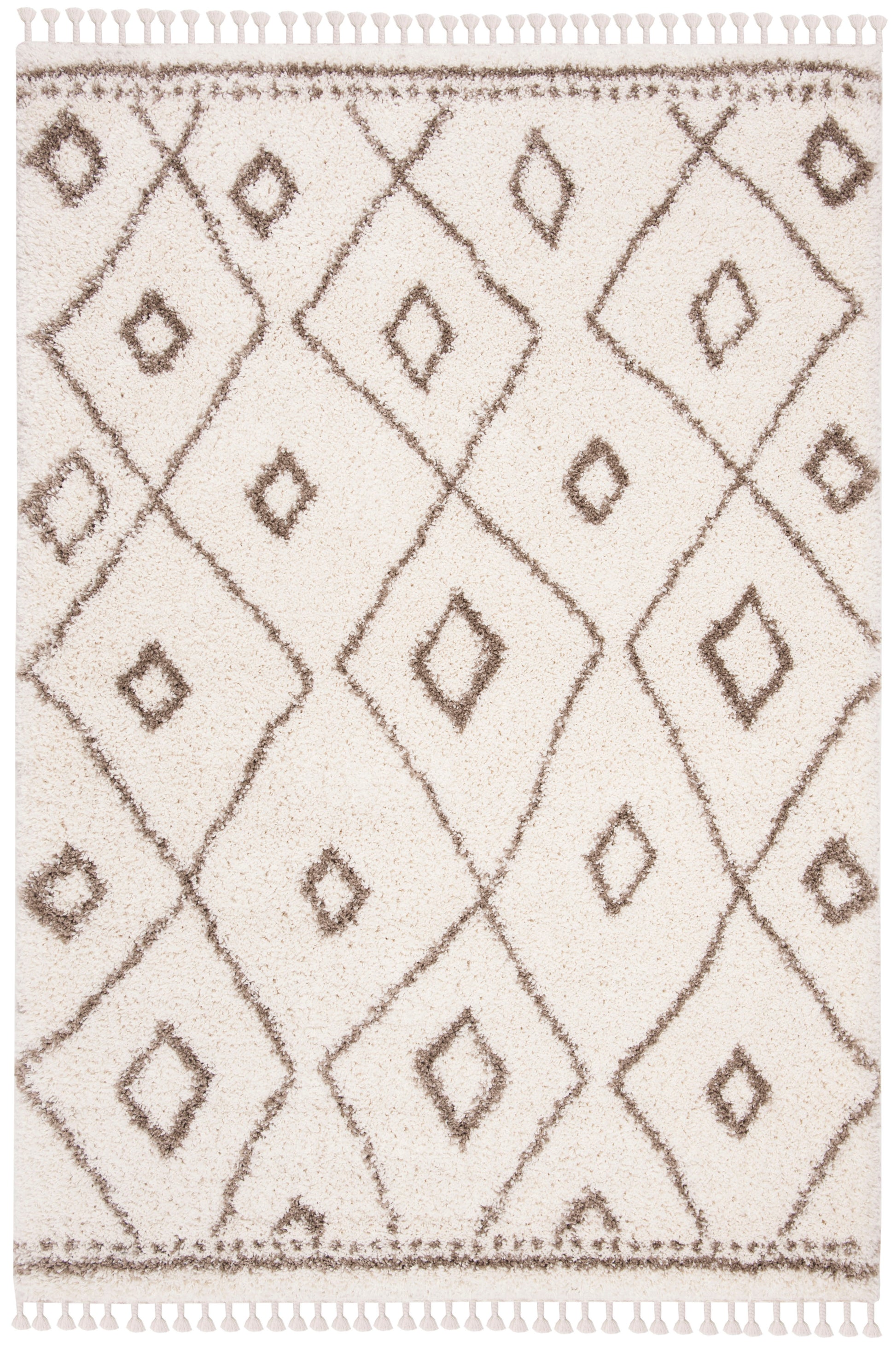 Safavieh Moroccan Fringe Shag Mfg333B Ivory/Beige Area Rug