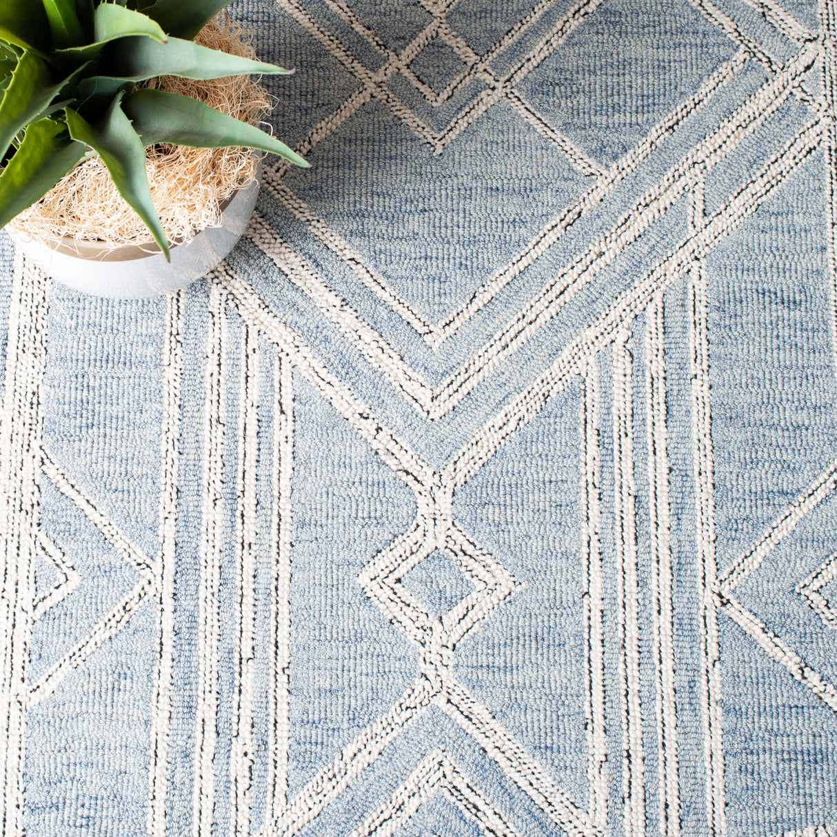 Safavieh Micro-Loop Mlp173M Light Blue/Ivory Rugs.