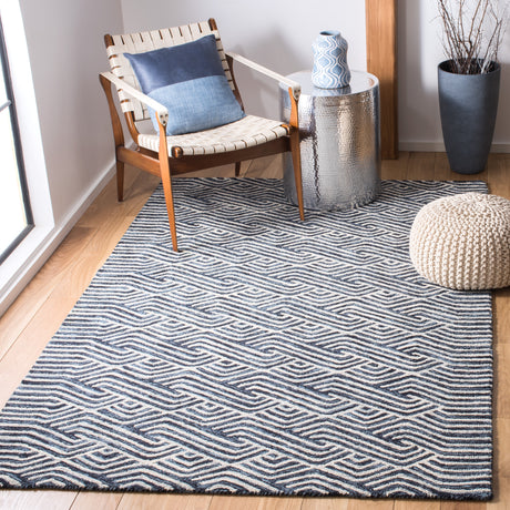 Safavieh Micro-Loop Mlp175M Dark Blue/Ivory Rugs.