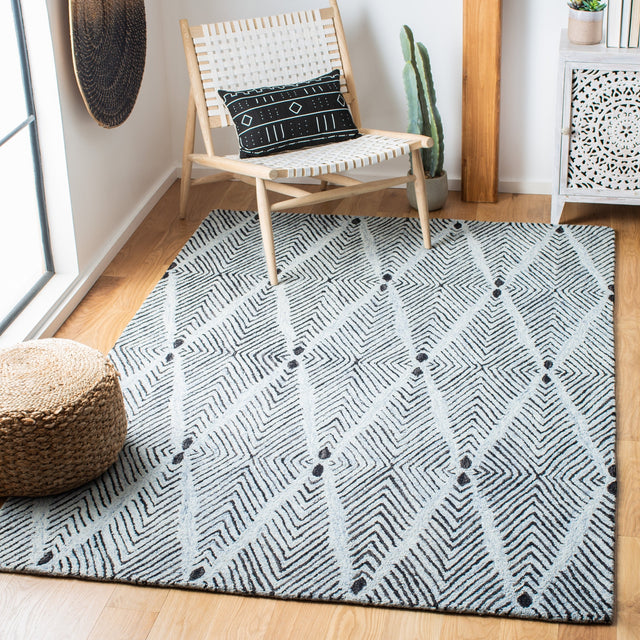 Safavieh Micro-Loop Mlp179M Light Blue/Charcoal Rugs.